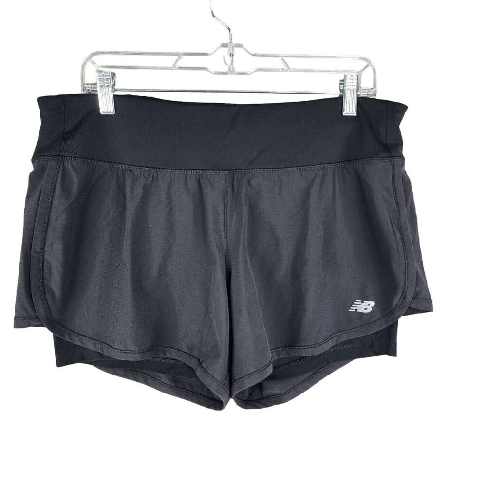 Womens Black New Balance NB Dry Running Shorts Lined Athletic Size L